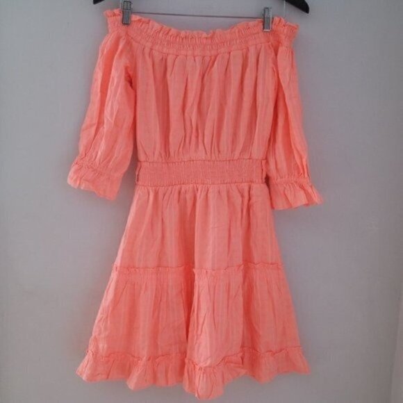 NWT Lilly Pulitzer Louisa Mini Dress Size Medium Off The Shoulder Orange - Picture 7 of 12
